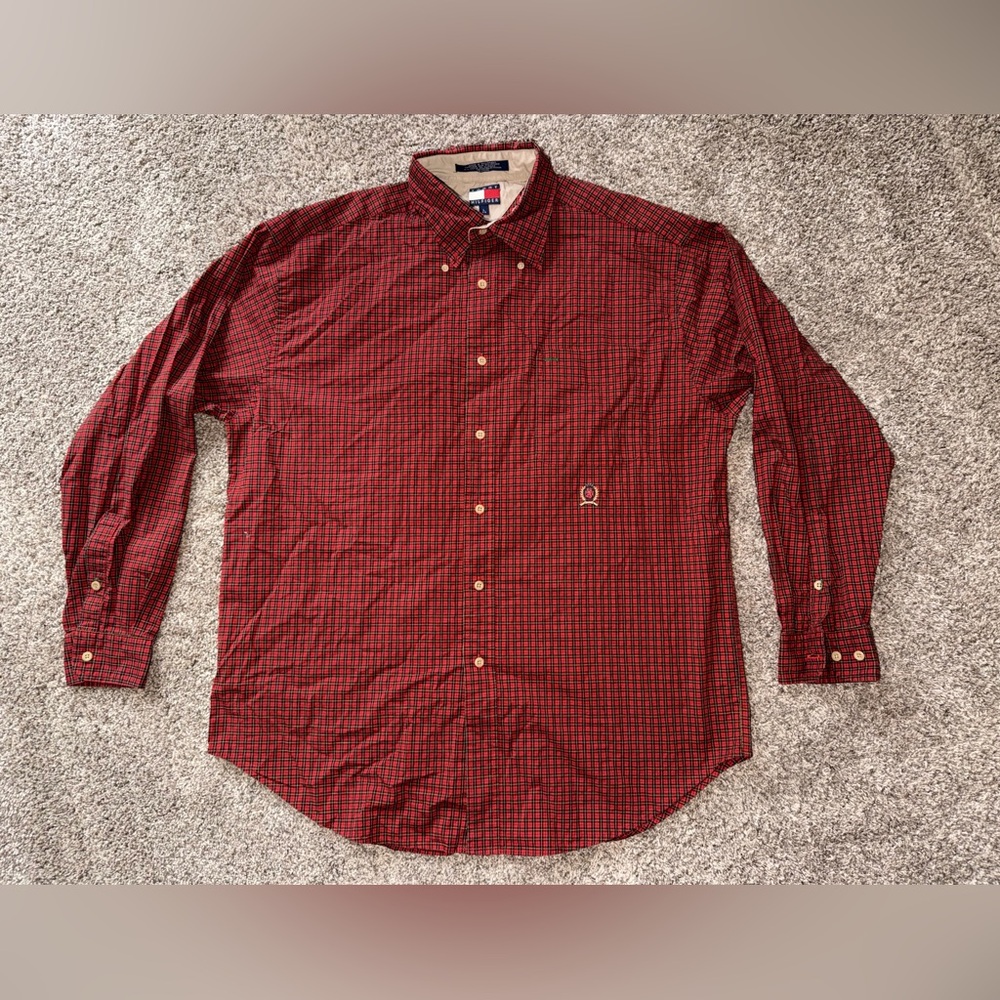 Vintage Tommy Hilfiger Plaid Tartan Button Down Shirt sz L